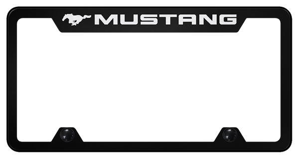 Mustang Mustang Steel Truck Cut-Out Frame - Laser Etched Black License Plate Frame - TF.MUS.EB