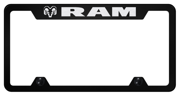 RAM Ram Steel Truck Cut-Out Frame - Laser Etched Black License Plate Frame - TF.RAM.EB