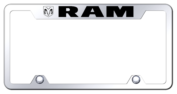 RAM Ram Steel Truck Cut-Out Frame - Laser Etched Mirrored License Plate Frame - TF.RAM.EC