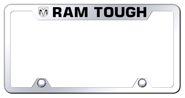 RAM Ram Tough Steel Truck Cut-Out Frame - Laser Etched Mirrored License Plate Frame - TF.RAMT.EC