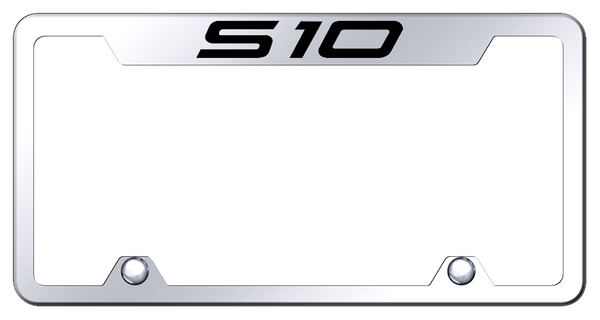 Chevrolet S-10 Steel Truck Cut-Out Frame - Laser Etched Mirrored License Plate Frame - TF.S10.EC