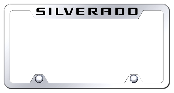 Chevrolet Silverado Steel Truck Cut-Out Frame - Laser Etched Mirrored License Plate Frame - TF.SIL.EC