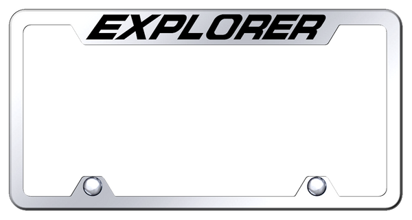 Ford Explorer Steel Truck Cut-Out Frame - Laser Etched Mirrored License Plate Frame - TF.XPL.EC