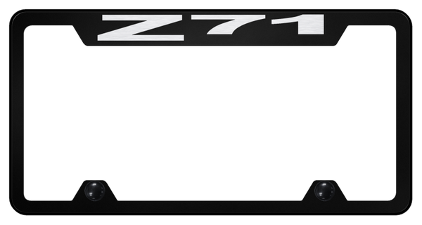 Chevrolet Z71 Steel Truck Cut-Out Frame - Laser Etched Black License Plate Frame - TF.Z71.EB