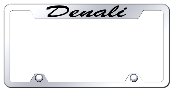 GMC Denali Script Steel Truck Cut-Out Frame - Etched Mirrored License Plate Frame - TFS.DEN.EC