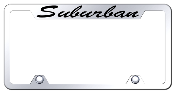 Chevrolet Suburban Script Steel Truck Cut-Out Frame - Etched Mirrored License Plate Frame - TFS.SRB.EC