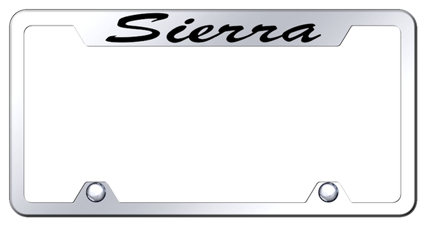 GMC Sierra Script Steel Truck Cut-Out Frame - Etched Mirrored License Plate Frame - TFS.SRR.EC