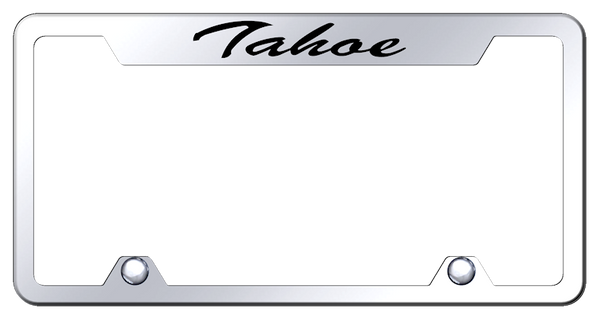 Cadillac Tahoe Script Steel Truck Cut-Out Frame - Etched Mirrored License Plate Frame - TFS.TAH.EC