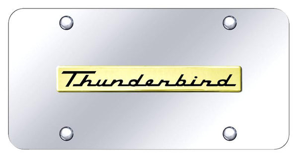 Ford Thunderbird Gold on Chrome 3D Bar License Plate - THU.N.GC