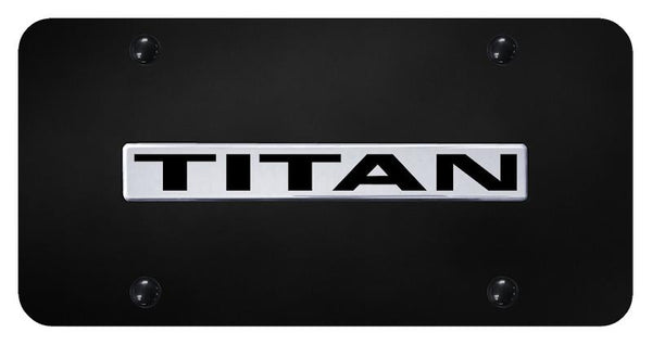 Nissan Titan Chrome on Black 3D Bar License Plate - TIT.N.CB