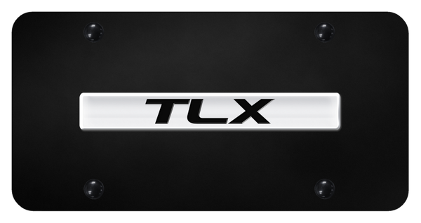 Acura TLX Name License Plate - Chrome on Black License Plate - TLX.N.CB