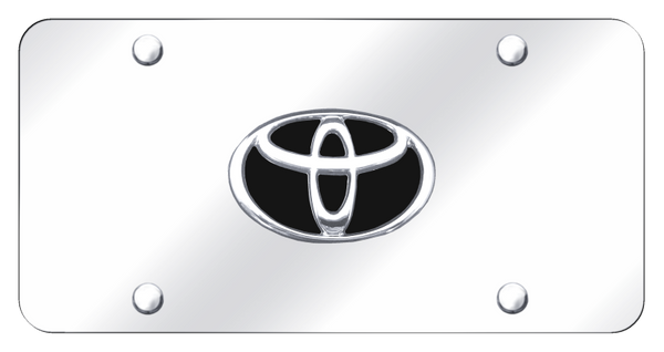 Toyota Toyota (Black Backing) License Plate - Chrome on Mirrored License Plate - TOY.B.CC