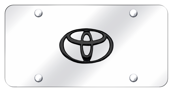 Toyota Toyota License Plate - Black Pearl on Mirrored License Plate - TOY.PC