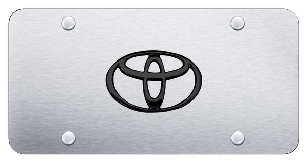 Toyota Toyota License Plate - Black Pearl on Brushed License Plate - TOY.PS