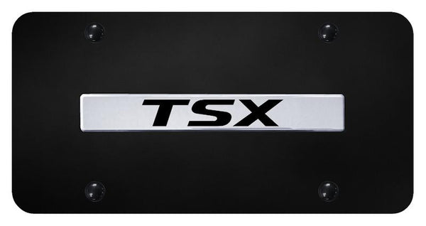 Acura TSX Chrome on Black 3D Bar License Plate - TSX.N.CB