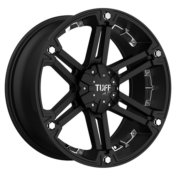 Tuff T01 FLAT BLACK W/ CHROME INSERTS Wheels for 2021-2022 FORD BRONCO [] - 17X8 20 MM - 17"  - (2022 2021)