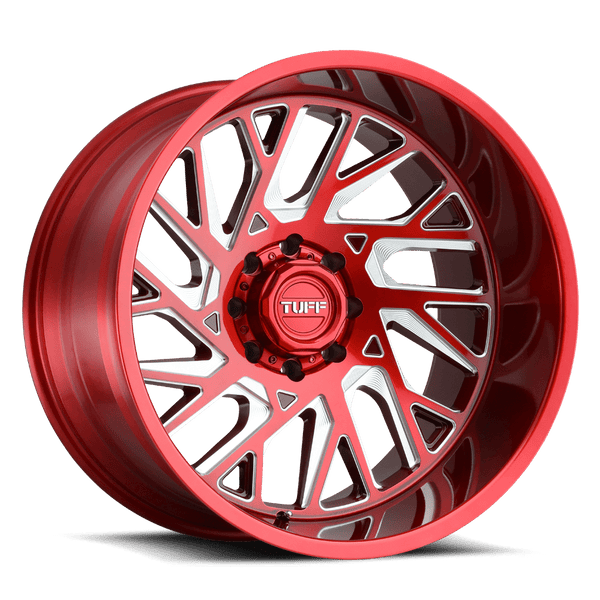 Tuff T4B CANDY RED W/ MILLED SPOKE Wheels for 2020-2022 JEEP GLADIATOR [LIFTED ONLY] - 22X12 -45 MM - 22"  - (2022 2021 2020)