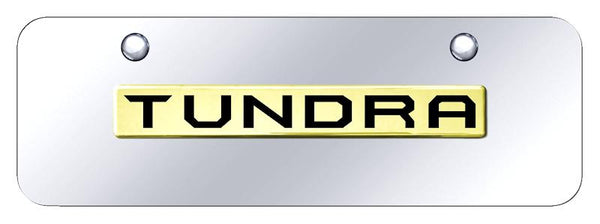 Toyota Tundra Gold on Chrome 3D Bar Mini License Plate - TUN.N.GCM