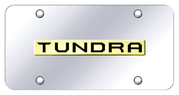 Toyota Tundra Gold on Chrome 3D Bar License Plate - TUN.N.GC