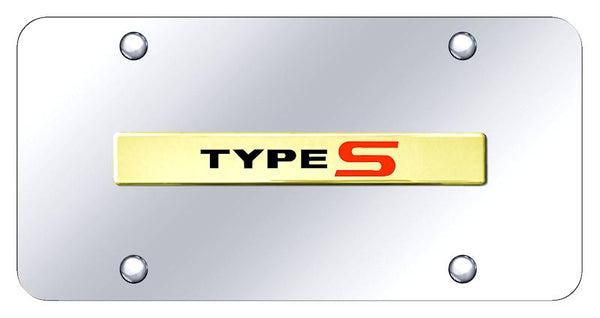 Acura Type S Gold on Chrome 3D Bar License Plate - TYP.N.GC