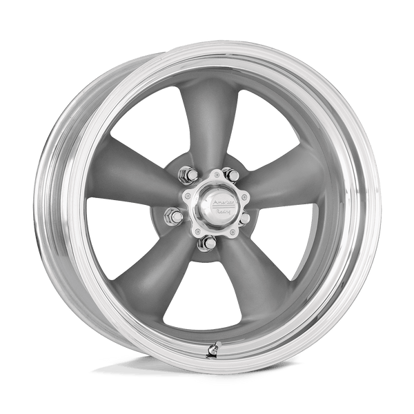 American Racing Vintage VN205 CLASSIC TORQ THRUST II CUSTOM TORQ THRUST GRAY POLISHED LIP Wheels for 2017-2022 ACURA ILX [] - 17X8 33 mm - 17"  - (2022 2021 2020 2019 2018 2017)
