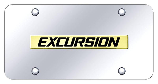 Ford Excursion Gold on Chrome 3D Bar License Plate - XCU.N.GC