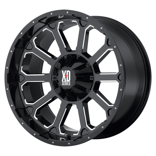 XD XD806 BOMB GLOSS BLACK WITH MILLED ACCENTS Wheels for 2015-2022 FORD MUSTANG GT NON BREMBO [] - 20X9 30 mm - 20"  - (2022 2021 2020 2019 2018 2017 2016 2015)