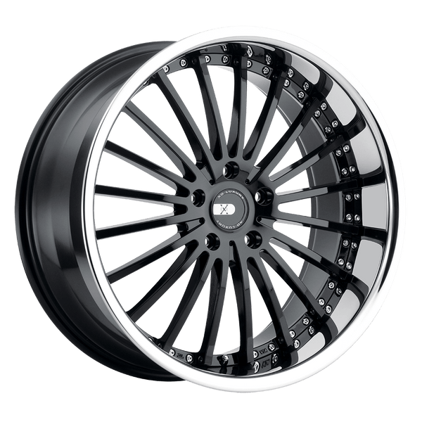 XO NEW YORK GLOSS BLACK W/ STAINLESS STEEL LIP Wheels for 2022-2023 ACURA MDX [] - 22X9 38 mm - 22"  - (2023 2022)