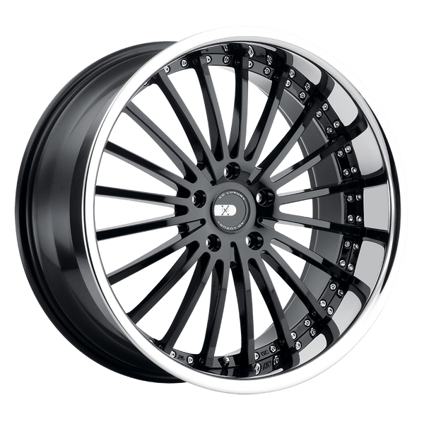 XO NEW YORK GLOSS BLACK W/ STAINLESS STEEL LIP Wheels for 2019-2022 SUBARU FORESTER [] - 20X8.5 32 MM - 20"  - (2022 2021 2020 2019)