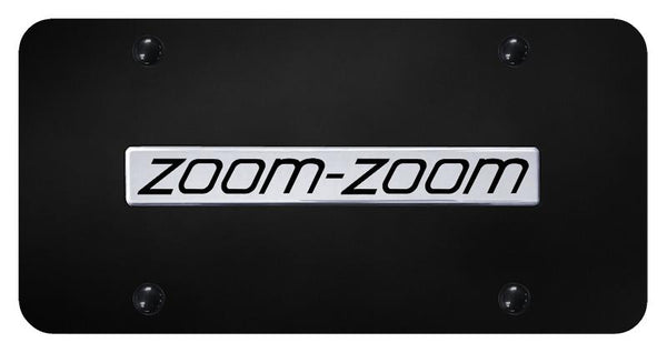 Mazda Zoom-Zoom Chrome on Black 3D Bar License Plate - ZOO.N.CB