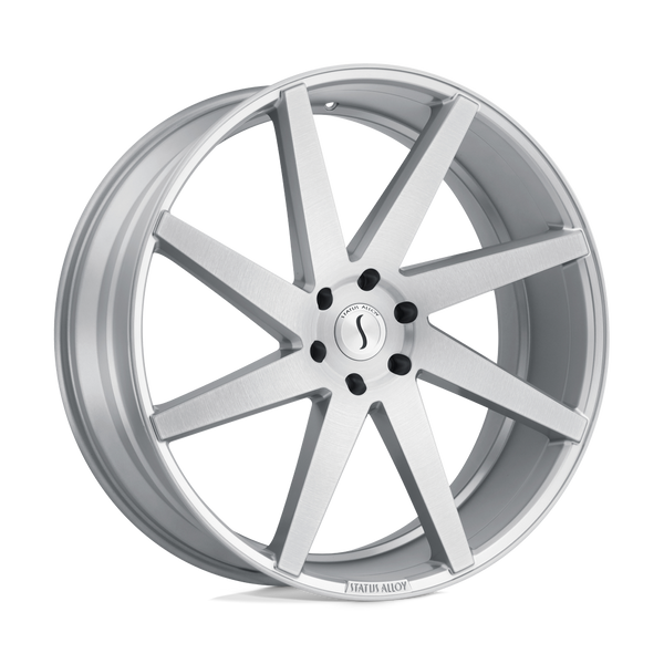 Status BRUTE SILVER W/ BRUSHED MACHINED FACE Wheels for 2020-2022 JEEP GLADIATOR [LIFTED ONLY] - 22X9.5 25 MM - 22"  - (2022 2021 2020)