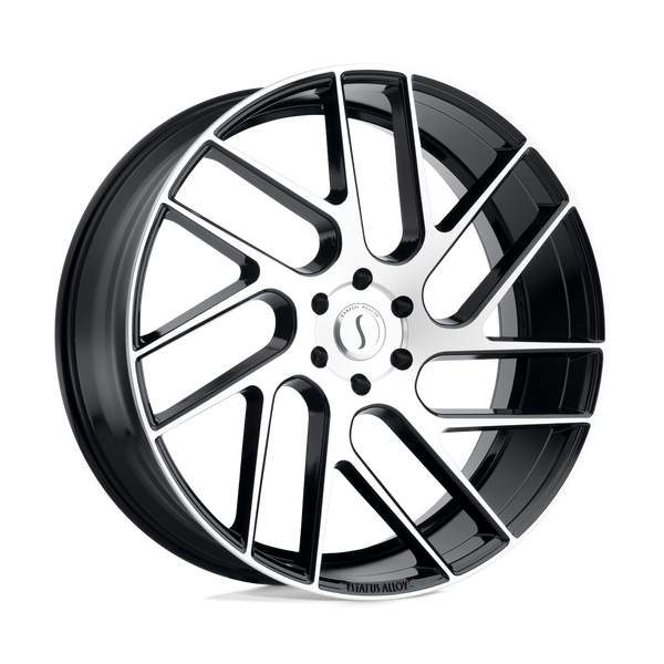 Status JUGGERNAUT GLOSS BLACK W/ MACHINED FACE Wheels for 2014-2022 LAND ROVER RANGE ROVER BASE [] - 22X9.5 30 MM - 22"  - (2022 2021 2020 2019 2018 2017 2016 2015 2014)