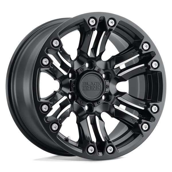 Black Rhino ASAGAI MATTE BLACK & MACHINED W/ STAINLESS BOLTS Wheels for 2021-2023 FORD F-150 [] - 18X9.5 12 MM - 18"  - (2023 2022 2021)