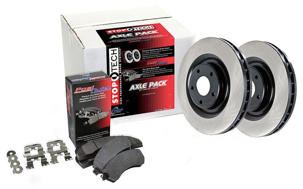 StopTech Front and Rear Axle Pack Preferred Brake Rotors and Brake Pads for 1990-1993 Volvo 240 - 906.39035 - (1993 1992 1991 1990)