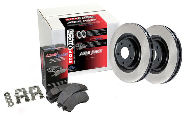 StopTech Front and Rear Axle Pack Preferred Brake Rotors and Brake Pads for 1999-2002 Ford F-350 SUPER DUTY [RWD; DRW] - 906.65107 - (2002 2001 2000 1999)