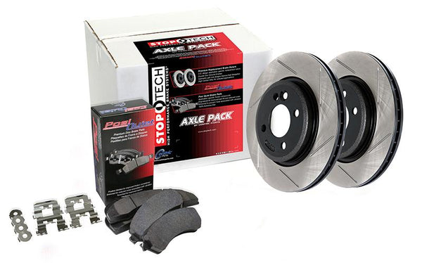 StopTech Front Axle Pack Street Slotted Brake Rotors and Brake Pads for 1990-1991 Mercury SABLE [Steel Piston] - 937.61043 - (1991 1990)