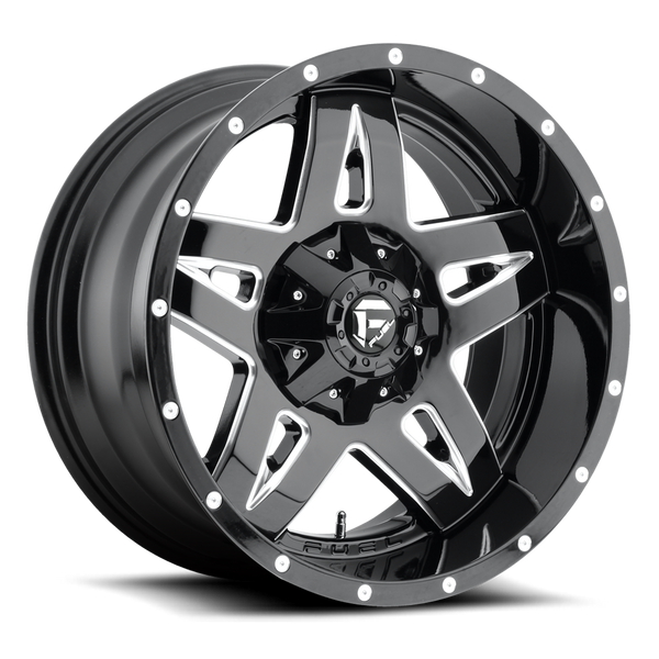 FUEL D554 Black w/ Milled Wheels for 2007-2018 JEEP WRANGLER - 18x9 -12 mm - 18" - (2018 2017 2016 2015 2014 2013 2012 2011 2010 2009 2008 2007)