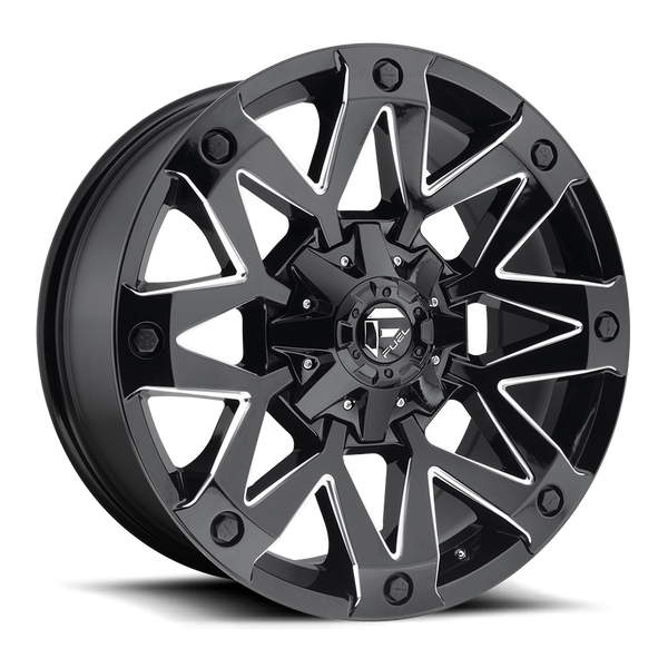 FUEL D555 Black w/ Milled Wheels for 2007-2018 JEEP WRANGLER - 17x9 -12 mm - 17" - (2018 2017 2016 2015 2014 2013 2012 2011 2010 2009 2008 2007)