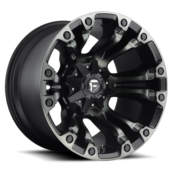 FUEL D569 Black & Machined Wheels for 2007-2018 JEEP WRANGLER - 17x9 01 mm - 17" - (2018 2017 2016 2015 2014 2013 2012 2011 2010 2009 2008 2007)