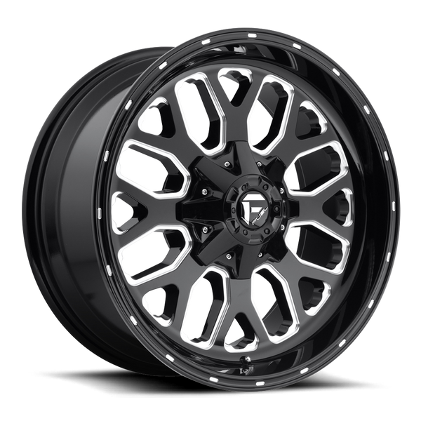 FUEL D588 Black w/ Milled Wheels for 2007-2018 JEEP WRANGLER - 22x10 -18 mm - 22" - (2018 2017 2016 2015 2014 2013 2012 2011 2010 2009 2008 2007)