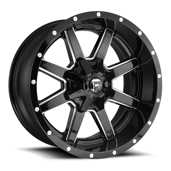 FUEL D610 Black w/ Milled Wheels for 2007-2018 JEEP WRANGLER - 18x9 -12 mm - 18" - (2018 2017 2016 2015 2014 2013 2012 2011 2010 2009 2008 2007)