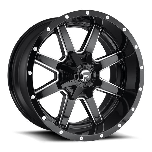 FUEL D610 Black w/ Milled Wheels for 2007-2018 JEEP WRANGLER - 20x9 01 mm - 20" - (2018 2017 2016 2015 2014 2013 2012 2011 2010 2009 2008 2007)