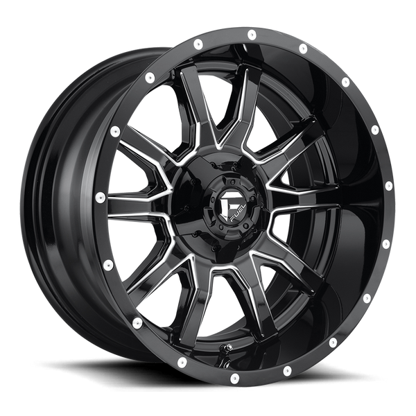 FUEL D627 Black w/ Milled Wheels for 2007-2018 JEEP WRANGLER - 18x9 -12 mm - 18" - (2018 2017 2016 2015 2014 2013 2012 2011 2010 2009 2008 2007)