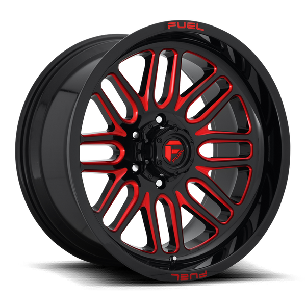 FUEL D663 Gloss Black w/ Milled Red Wheels for 2007-2018 JEEP WRANGLER - 20x9 01 mm - 20" - (2018 2017 2016 2015 2014 2013 2012 2011 2010 2009 2008 2007)