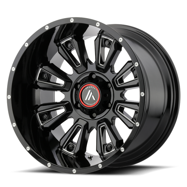ASANTI BLACKHAWK Gloss Black Milled Wheels for 2007-2018 JEEP WRANGLER LIFTED ONLY - 20" x 12" -44 mm 20" - (2018 2017 2016 2015 2014 2013 2012 2011 2010 2009 2008 2007)