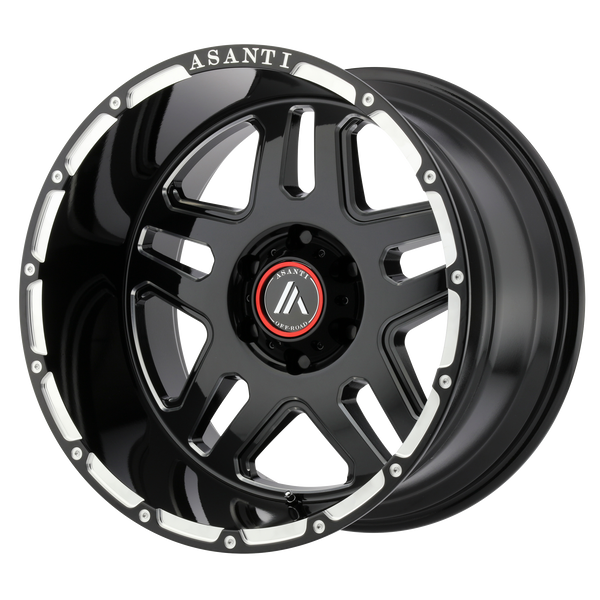 ASANTI ENFORCER Gloss Black Milled Wheels for 2011-2019 GMC SIERRA 3500 HD LIFTED ONLY - 22" x 10" -18 mm 22" - (2019 2018 2017 2016 2015 2014 2013 2012 2011)