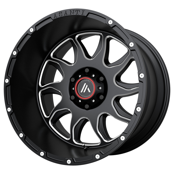 ASANTI BALLISTIC Gloss Black Milled Wheels for 2006-2009 MITSUBISHI RAIDER LIFTED ONLY - 20" x 12" -44 mm 20" - (2009 2008 2007 2006)