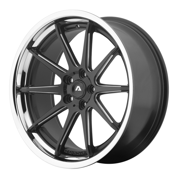 Adventus AVS-4 SATIN BLACK MILLED WITH SS LIP Wheels for 2007-2015 LINCOLN MKX [] - 20X8.5 38 MM - 20"  - (2015 2014 2013 2012 2011 2010 2009 2008 2007)