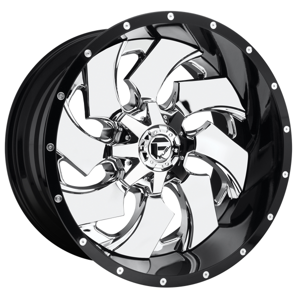 FUEL CLEAVER CHROME PLATED GLOSS BLACK LIP Wheels for 2005-2006 GMC SIERRA 1500 HD LIFTED ONLY - 20x10 -19 mm 20" - (2006 2005)