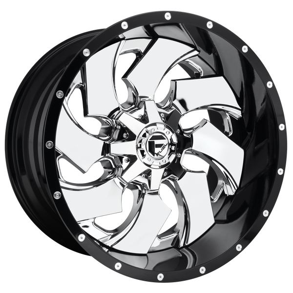 FUEL CLEAVER CHROME PLATED GLOSS BLACK LIP Wheels for 2018-2019 FORD F-250 SUPER DUTY - 20x9 20 mm 20" - (2019 2018)